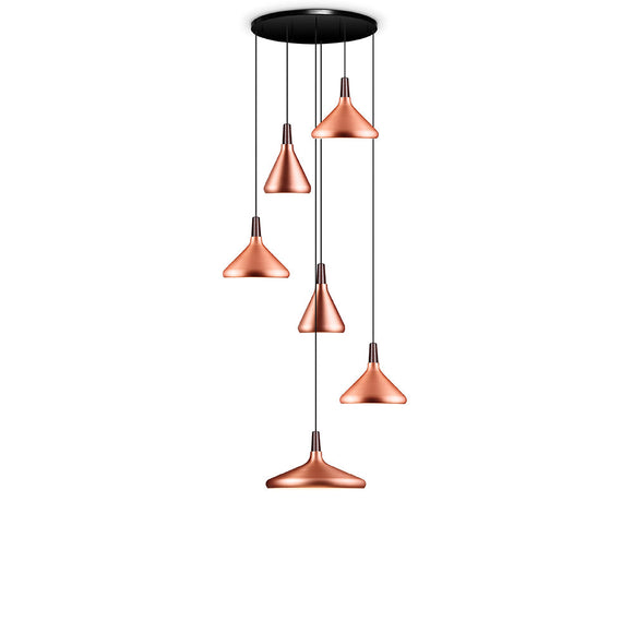 Cippi-P6 Brushed Copper / Wood Cluster Lamp