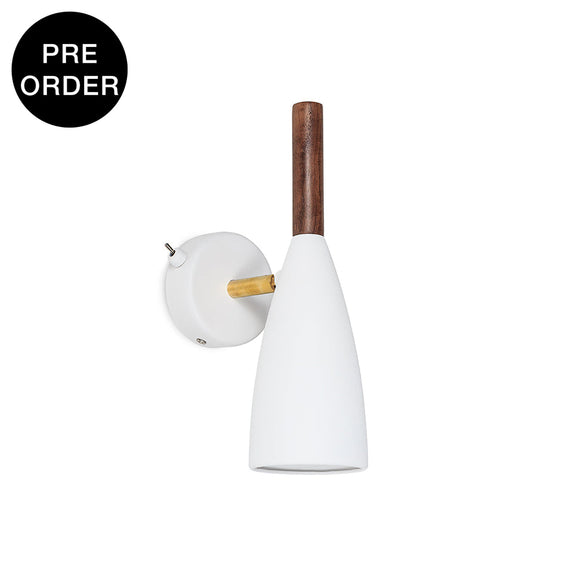 Pure-W1-Ww Oak Wood / White Wall Lamp