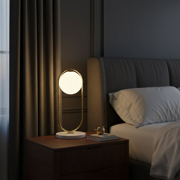RISCA-T White Marble / Brass Table Lamp