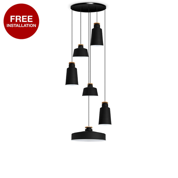 Tolo-P6 Wood / Black Cluster Lamp