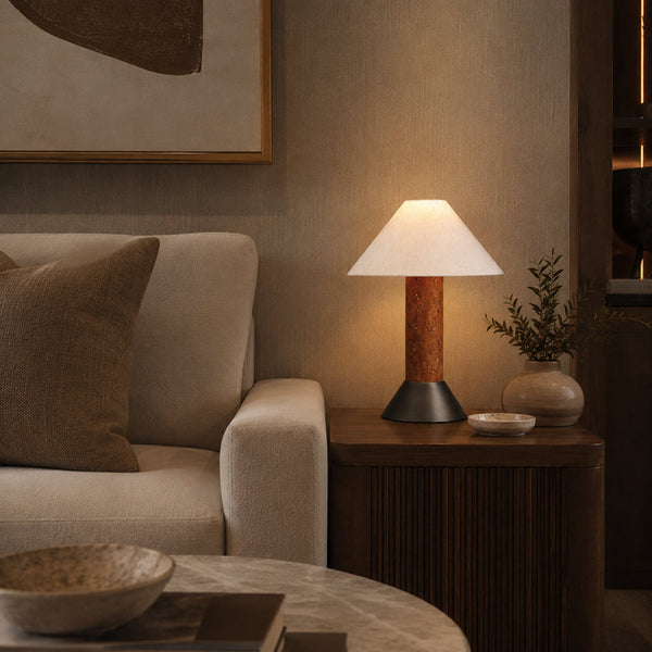 ASTRALIS-T440-CORK-WH - Brushed Dark Grey / Off White - Table Lamp