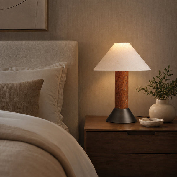 ASTRALIS-T530-CORK-WH - Brushed Dark Grey / Off White - Table Lamp
