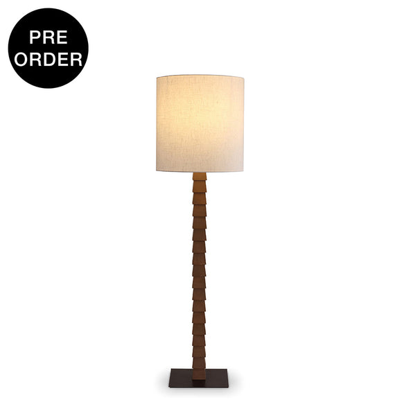 AURIC-F1785-WOOD-WH - Brushed Dark Grey / Off White - Floor Lamp