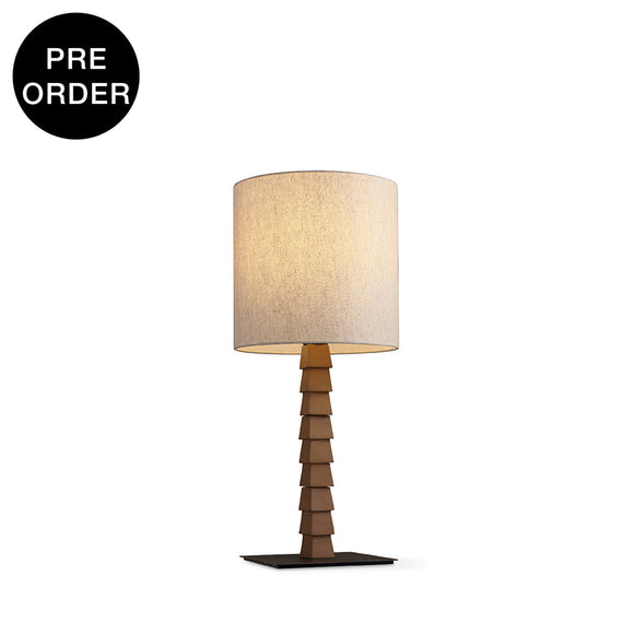 AURIC-T650-WOOD-WH - Brushed Dark Grey / Off White - Table Lamp