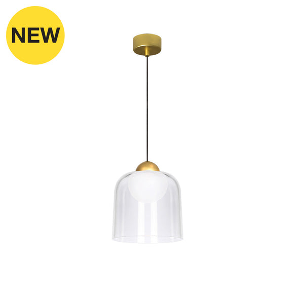 Bell-Pm Clear / Gold Hanging Lamp