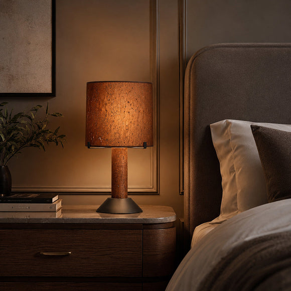 CALEN-T480-CORK - Matt Black - Table Lamp
