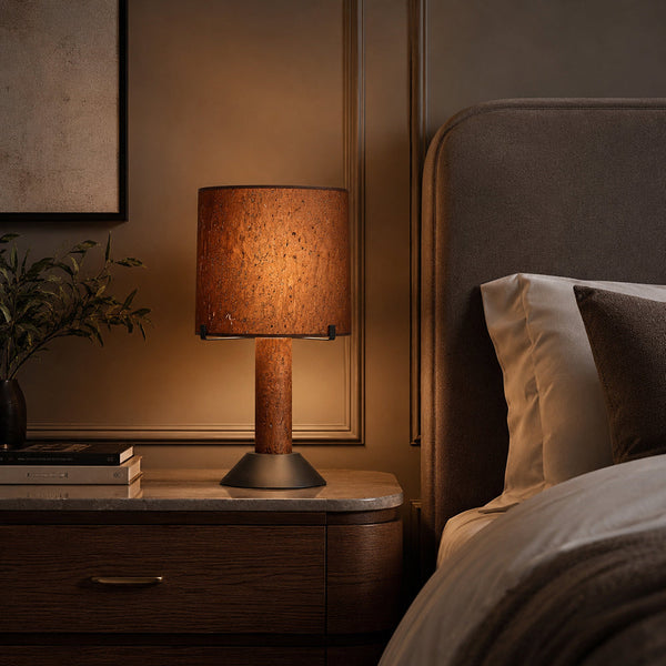 CALEN-T480-CORK - Matt Black - Table Lamp