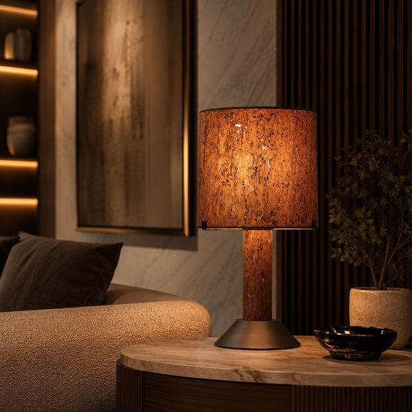 CALEN-T630-CORK - Matt Black - Table Lamp