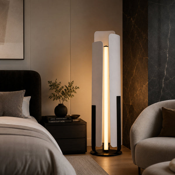 COU-F1680-WH - Brushed Dark Grey / Off White - Floor Lamp