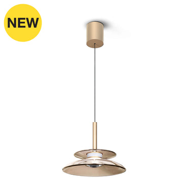 DASH-P-CCT Silver coffee / Amber glass Hanging Lamp