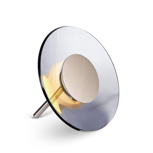 DASH-TB-CCT Silver Coffee / Amber glass Table Lamp