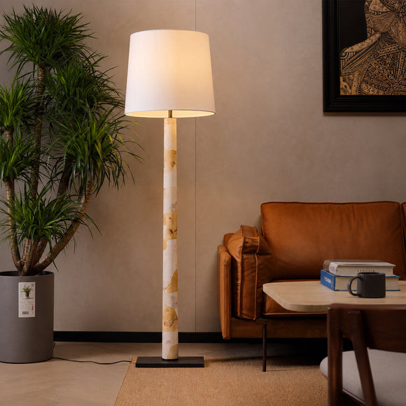 ELONA-F1650-BURL-WH - Brushed Dark Grey / Off White - Floor Lamp