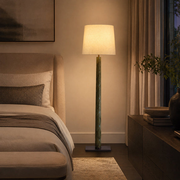 ELONA-F1650-PAULOWNIA-SHELL-WH - Brushed Dark Grey / Off White - Floor Lamp