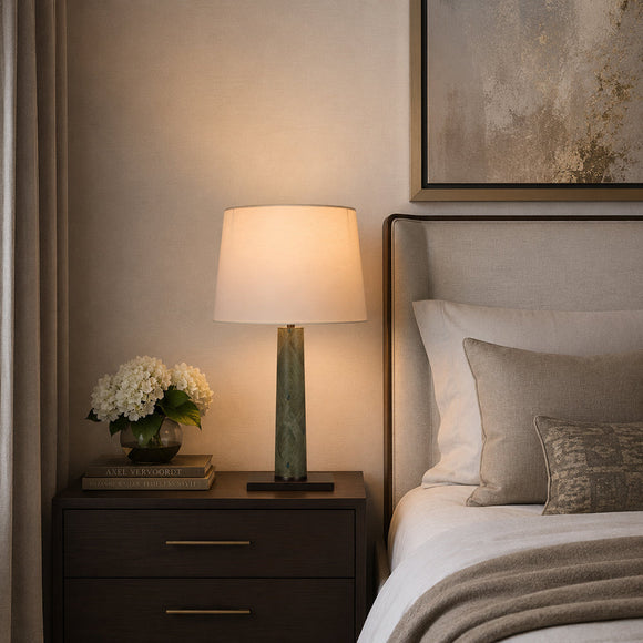 ELONA-T730-PAULOWNIA-SHELL-WH - Brushed Dark Grey / Off White - Table Lamp