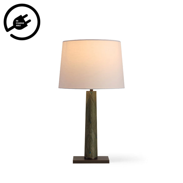 ELONA-T730-PAULOWNIA-SHELL-WH - Brushed Dark Grey / Off White - Table Lamp