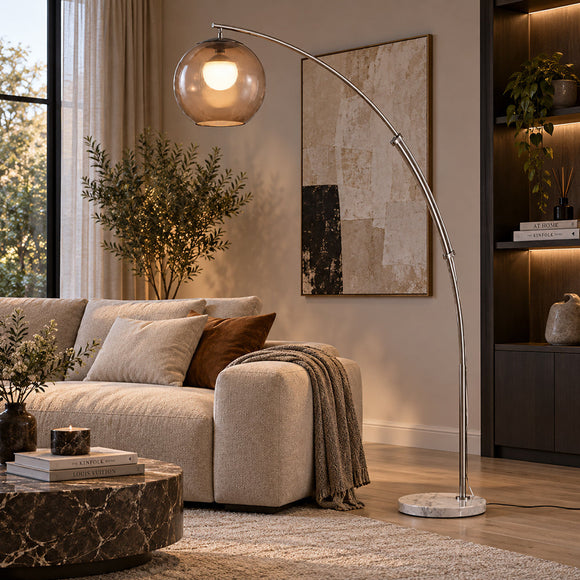 ELRO-F-AMBER - Stainless Steel / Amber - Floor Lamp