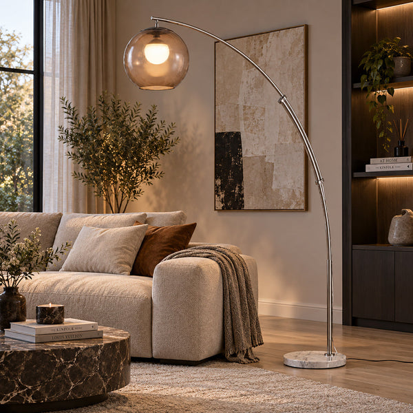 ELRO-F-AMBER - Stainless Steel / Amber - Floor Lamp