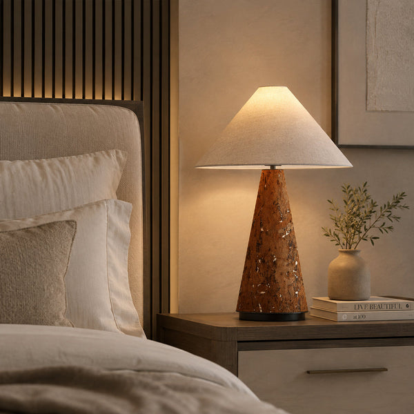 ELSEN-T570-CORK-WH - Brushed Dark Grey / Off White - Table Lamp