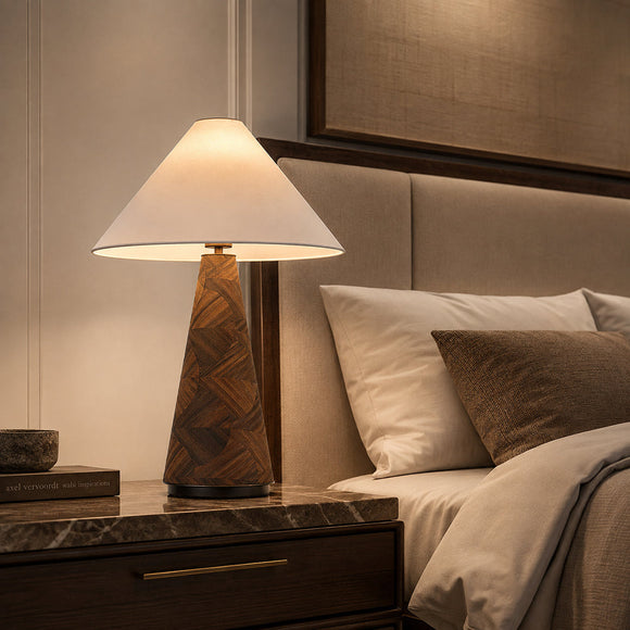 ELSEN-T570-PAULOWNIA-WH - Brushed Dark Grey / Off White - Table Lamp