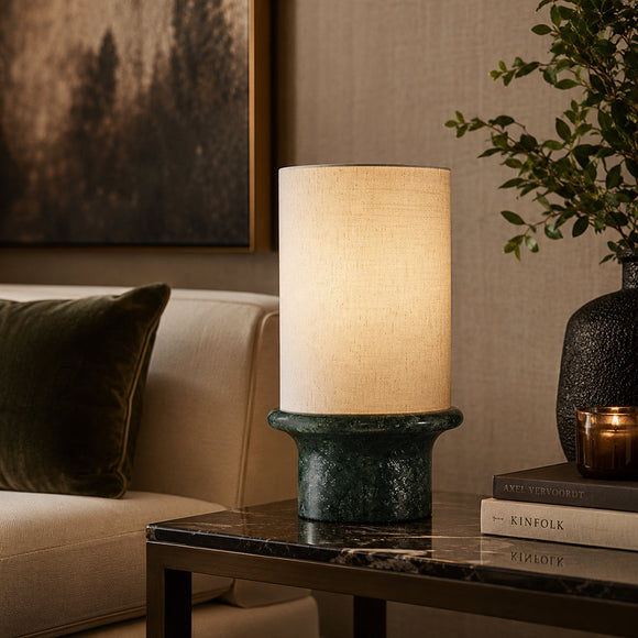 ELVIE-T420-GMARBLE-WH - Indian Green / Off White - Table Lamp