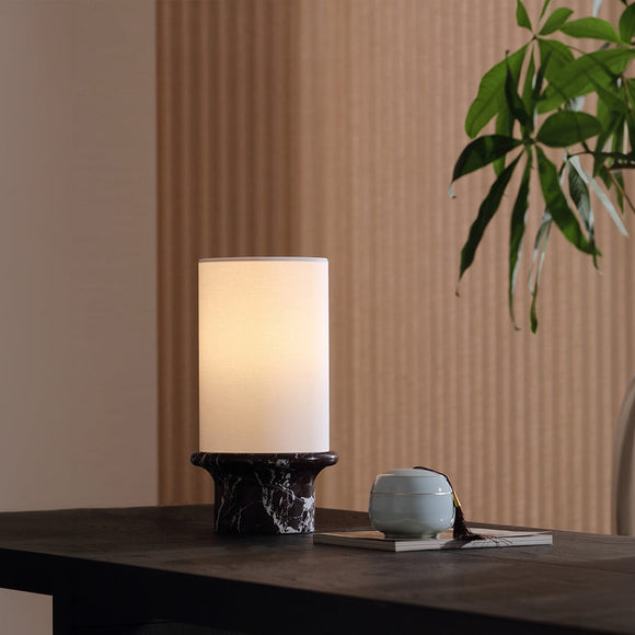 ELVIE-T420-RMARBLE-WH - Violet Red / Off White - Table Lamp