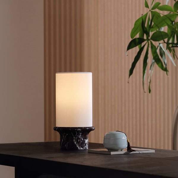 ELVIE-T420-RMARBLE-WH - Violet Red / Off White - Table Lamp
