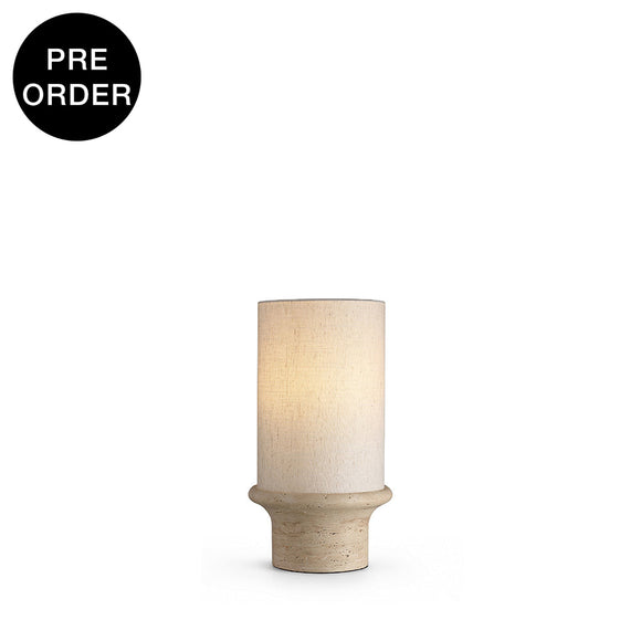 ELVIE-T420-TRAVERTINE-WH - Travertine / Off White - Table Lamp