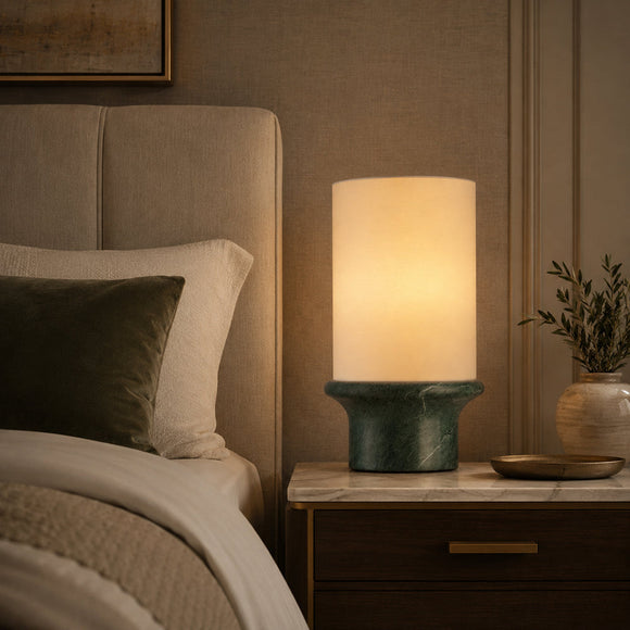 ELVIE-T520-GMARBLE-WH - Indian Green / Off White - Table Lamp
