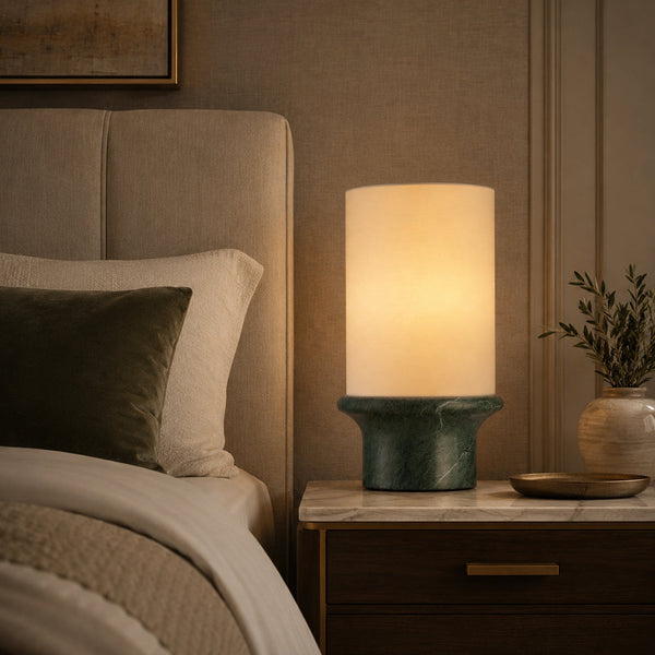 ELVIE-T520-GMARBLE-WH - Indian Green / Off White - Table Lamp
