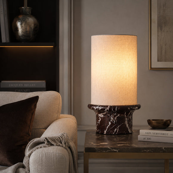 ELVIE-T520-RMARBLE-WH - Violet Red / Off White - Table Lamp