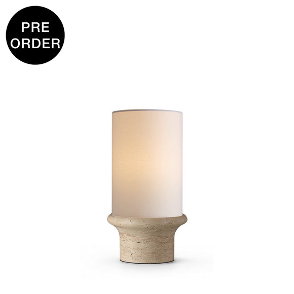 ELVIE-T520-TRAVERTINE-WH - Travertine / Off White - Table Lamp