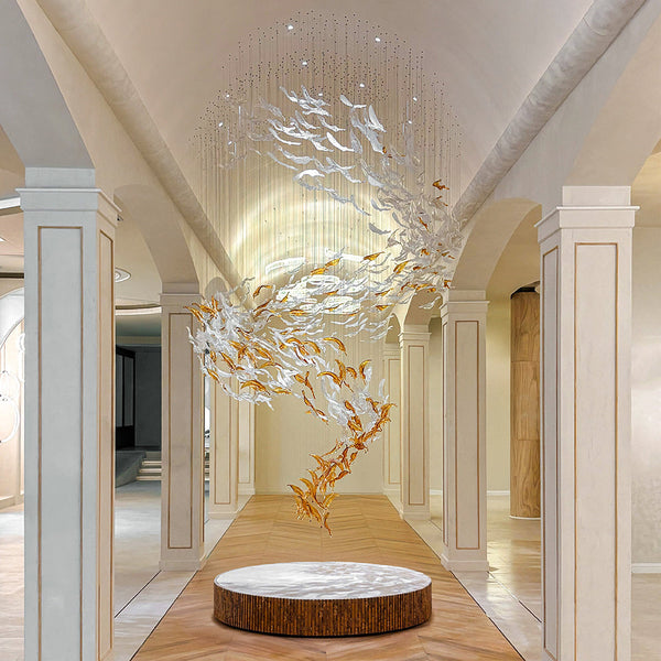 FEATHER-H375-SHOWROOM - Amber / White - Chandelier