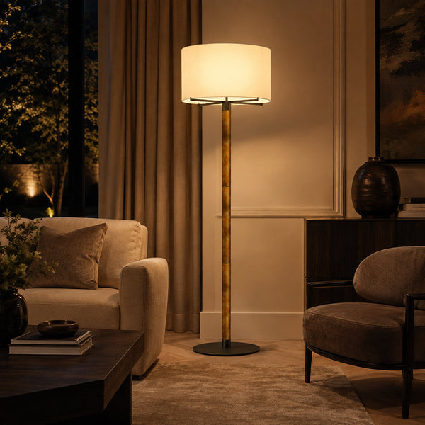 HAVEN-F1650-AGLAZE-WH - Amber / Off White - Floor Lamp