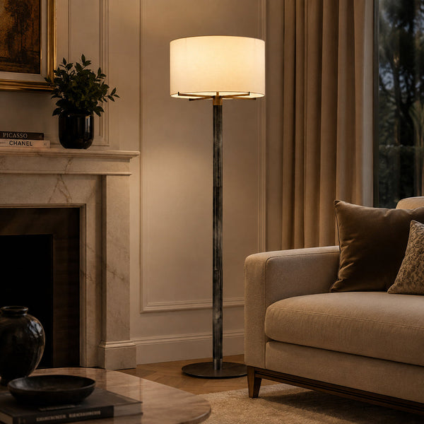 HAVEN-F1650-SGLAZE-WH - Smoky / Off White - Floor Lamp