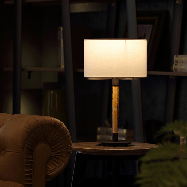 HAVEN-T495-AGLAZE-WH - Amber / Off White - Table Lamp