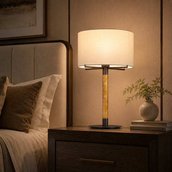 HAVEN-T635-AGLAZE-WH - Amber / Off White - Table Lamp