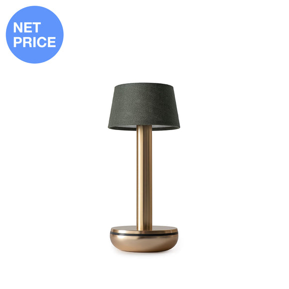 Humble Two - Linen Shade Gold / Emerald Linen Rechargeable Lamp