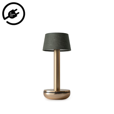 Humble Two - Linen Shade Gold / Emerald Linen Rechargeable Lamp