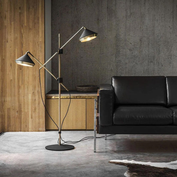 LUXX-F-BK Brass / Black Floor Lamp