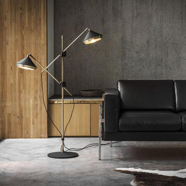LUXX-F-BK Brass / Black Floor Lamp