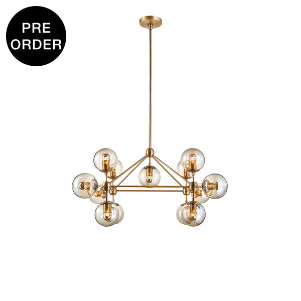 Md10230G-13-Blj + Gy Brushed Brass / Amber Hanging Lamp