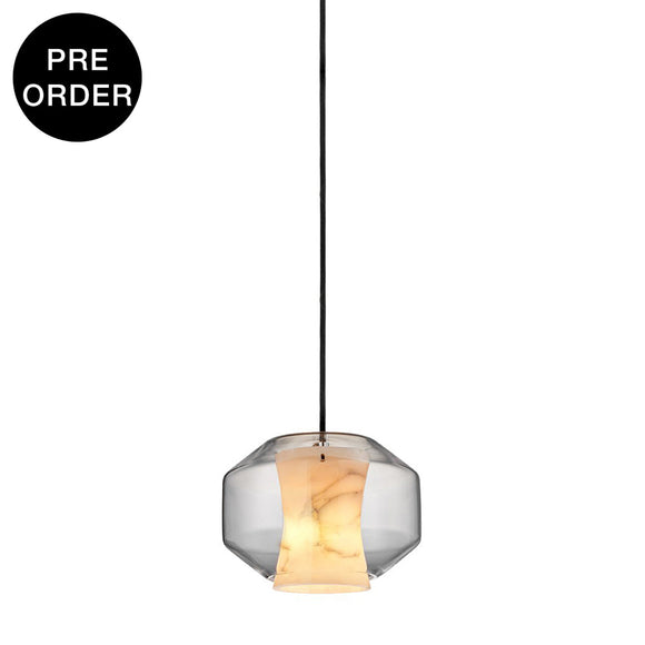 Md10811-1-240 Clear / White Marble Hanging Lamp