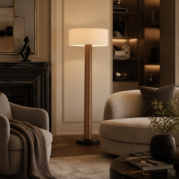 NORAE-F1365-AWOOD-WH - Brushed Dark Grey / Off White - Floor Lamp