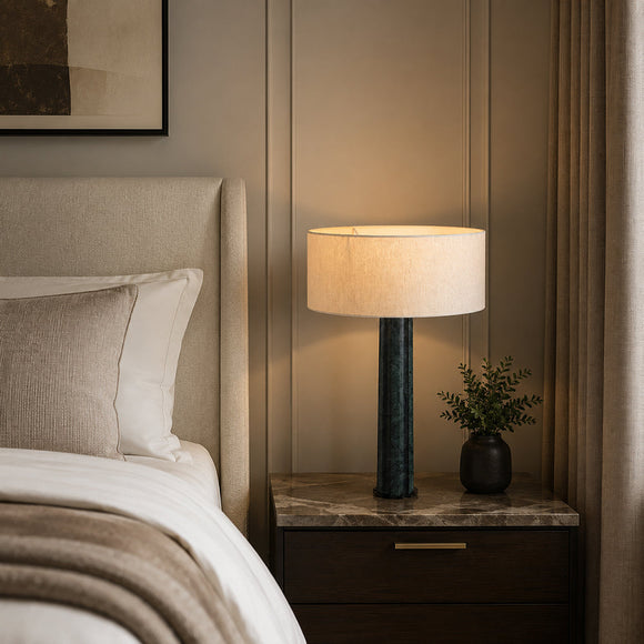 NORAE-T630-GMARBEL-WH - Brushed Dark Grey / Off White - Table Lamp