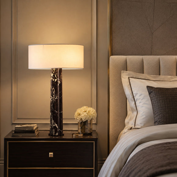 NORAE-T630-RMARBEL-WH - Brushed Dark Grey / Off White - Table Lamp