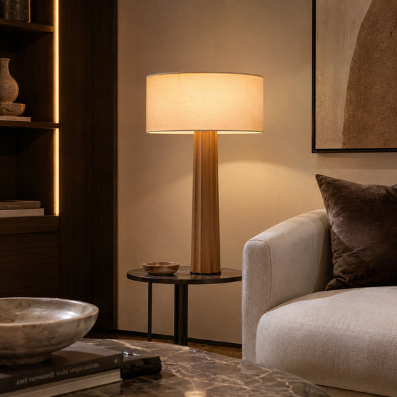 NORAE-T730-AWOOD-WH - Brushed Dark Grey / Off White - Table Lamp