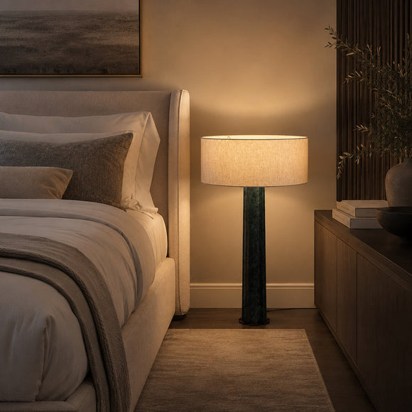 NORAE-T730-GMARBEL-WH - Brushed Dark Grey / Off White - Table Lamp