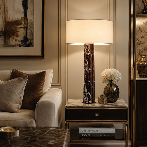 NORAE-T730-RMARBEL-WH - Brushed Dark Grey / Off White - Table Lamp