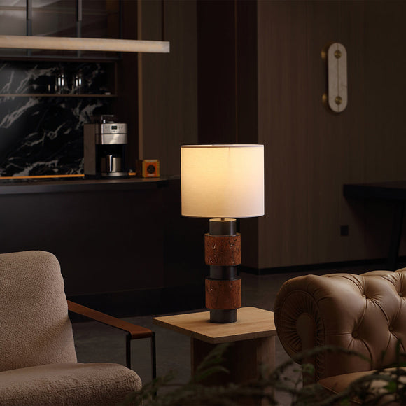 NORVA-T640-CORK-WH - Brushed Dark Grey / Off White - Table Lamp