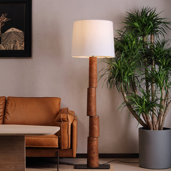 ORVA-F1665-CORK-WH - Brushed Dark Grey / Off White - Floor Lamp